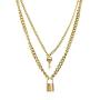 Letitia Chains Necklace Set Layered Lock Key Pendants Men Necklaces Multilayer Choker Stainless Steel Jewelry Pack for Pants Punk Play