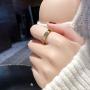 Gold Ring Women Teen Girls Rings 18K Gold Plated Titanium Steel with Cubic Zirconia Stones Ring Gift for Valentines Day Birthday