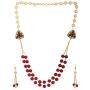 Efulgenz Muti Layered Indian Bollywood Kundan Red Faux Ruby Pearl Beaded Bridal Necklace Earrings Wedding Jewelry Set