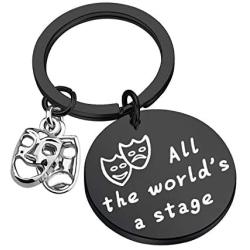 SEIRAA All The Worlds a Stage Keychain Drama Quote Jewelry Shakespeare Lover Gift Inspirational Gift for Actor