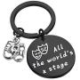SEIRAA All The Worlds a Stage Keychain Drama Quote Jewelry Shakespeare Lover Gift Inspirational Gift for Actor