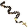 Christian Catholic Black Silver Stainless Steel Beads Crucifix Religious Long Rosary Necklace