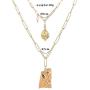 NICEMOVIC Golden Portrait Water Drop Pendant Necklace, Layered Necklace, Jewelry Pendant Necklace for Women Girls Birthday Gift