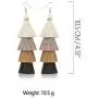 Bohemian Layered Long Pom Pom Tassel Earrings Drop Dangle Tiered Ombre Fringe for Women Teen Girls