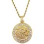 Moca Jewelry Hip-Hop Wolf Head Pendant Stainless Steel Chain Rhinestone Crystal Necklace for Men Women