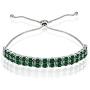 Sterling Silver Genuine, Created or Simulated Gemstone Oval-Cut Two Row Adjustable Tennis Bracelet