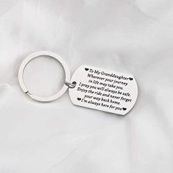 FUSTMW to My Grandson Granddaughter Gift Keychain Pendant from Grandpa/Grandma Grandchild Jewelry Birthday Graduation Gift