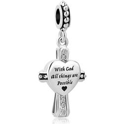 SexyMandala Religious Bible with God Charms Cross Dangle Bead for European Bracelets&Necklaces All Things are Possible