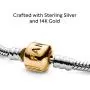 PANDORA Jewelry Moments Snake Chain Charm Sterling Silver and 14K Yellow Gold Bracelet