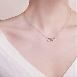 Tiny Heart Star Moon Cross Infinity Love Pendant Necklace for Women Girls Kids 925 Sterling Silver 14K Gold Plated Simple Mini Cute Petite Choker Tassel Chain Multiple Jewelry Set (Infinity love)