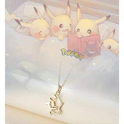Hollow Mini Pikachu Pendant Necklace Cartoon Pokemon Short Version Plated 18k-gold