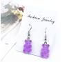 7 Pairs Gummy Bears Earring Set Cute Twinkling Bear Dangle Earring Colorful Resin Candy Cartoon Animal Drop Stud Earring for Women Girls Jewelry