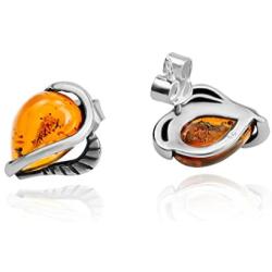 Ian and Valeri Co. Amber Sterling Silver Drop Leaf Stud Earrings