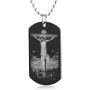 FAYERXL St Michael Necklace for Men,Personalized Black Dog Tag Necklace Gift for Men,Archangel Michael Protection Amulet Pendant Necklace Catholic Jewelry