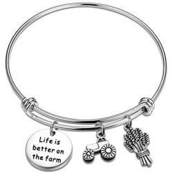 ENSIANTH Life is Better On The Farm Bracelet Farmer Gift Farm Lover Gift Crops Pendant Jewelry Ranch Gift