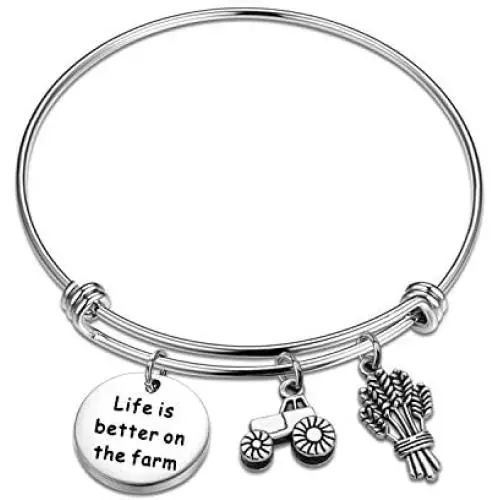 ENSIANTH Life is Better On The Farm Bracelet Farmer Gift Farm Lover Gift Crops Pendant Jewelry Ranch Gift ENSIANTH Life is Better On The Farm Bracelet Farmer Gift Farm Lover Gift Crops Pendant Jewelry Ranch Gift