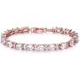 GULICX Rose Gold Plated Clear CZ Stone Cubic Zirconia Women Tennis Bracelet