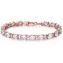 GULICX Rose Gold Plated Clear CZ Stone Cubic Zirconia Women Tennis Bracelet