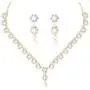 HapiBuy Crystal Pearl floral Design Wedding Jewelry Set Necklace and Earring for Women and Brides Gold Color HapiBuy Crystal Pearl floral Design Wedding Jewelry Set Necklace and Earring for Women and Brides Gold Color