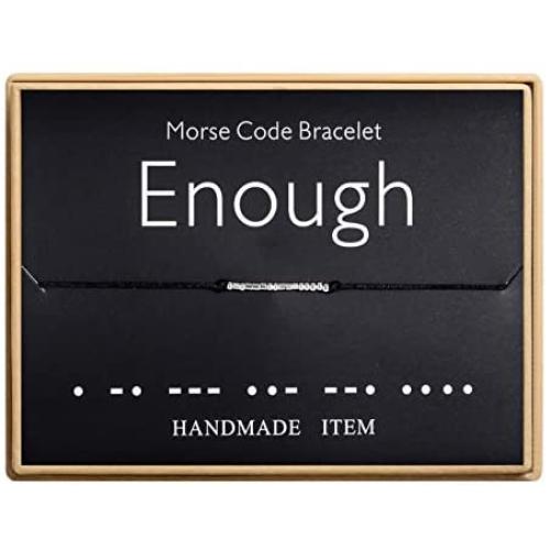Enough Morse Code Bracelet Handmade Bead Adjustable String Bracelets Inspirational Jewelry for Women