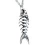 Controse Silver-Toned Stainless Steel Fish Bones Necklace with Pendant (17'' - 19'' Adjustable Chain)