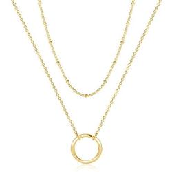 Fettero Women Moon Necklace Hammered Coin Full Karma Circle New Crescent Moon Phase Pendant Dainty Chain Minimalist Simple Boho Jewelry Mothers Gift