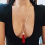 Tassel Necklace for Women Girls , Bohemian Silk Velvet Tassel Sweater Chain Long Pendant Necklace Autumn and Winter Jewelry