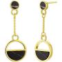 Round Circle Black Marble Earrings | 18k Gold Plated Hypoallergenic Brass