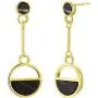 Round Circle Black Marble Earrings | 18k Gold Plated Hypoallergenic Brass