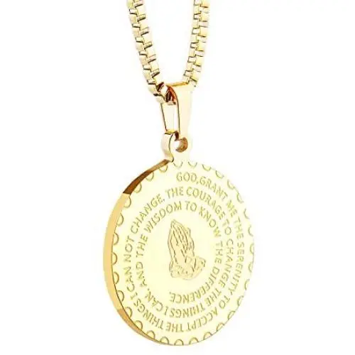 KUIYAI Serenity Prayer Necklace God Grant Me Praying Hands Necklace Medal Pendant Christian Gift KUIYAI Serenity Prayer Necklace God Grant Me Praying Hands Necklace Medal Pendant Christian Gift