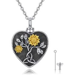 CHENGHONG Rose Flower Urn Necklaces for Ashes 925 Sterling Silver Customized Necklace for Ashes Creamation Necklaces for Ashes Keepsake Memorial Jewelry Gifts for Women Girls