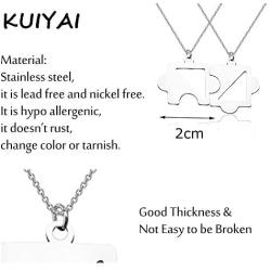 KUIYAI Best Friend Puzzle Piece Necklace 2 Pair of Jigsaw Puzzle Piece Necklace Set Couple BFF Friendship Pendant Jewelry Siblings Gift