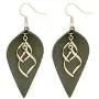 MANZHEN Leather Leaf Teardrop Earrings with Double Linear Loops Twist Wave Dangle Earrings MANZHEN Leather Leaf Teardrop Earrings with Double Linear Loops Twist Wave Dangle Earrings