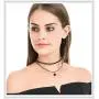Konpicca Black Leather Punk Choker Premium Black Vegan Leather Choker and Collar Necklace with Elegant Pendant Konpicca Black Leather Punk Choker Premium Black Vegan Leather Choker and Collar Necklace with Elegant Pendant