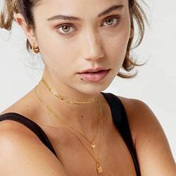 PearlyPearls Dainty 18k Gold Layered Statement Choker Necklaces for Women Tiny Cute Lock and Key St Benedict Medals and Cross Pendant Personalized Double Layering Chain Necklaces for Teen Girls