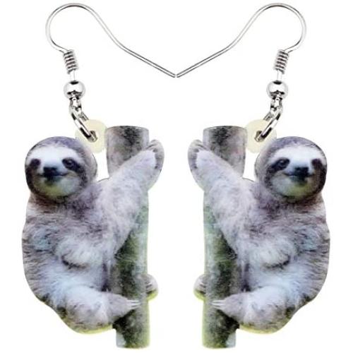 NEWEI Acrylic Unique South American Sloth Earrings Dangle Drop For Women Girl Wild Animal Jewelry Charm Gifts