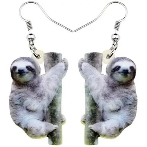 NEWEI Acrylic Unique South American Sloth Earrings Dangle Drop For Women Girl Wild Animal Jewelry Charm Gifts NEWEI Acrylic Unique South American Sloth Earrings Dangle Drop For Women Girl Wild Animal Jewelry Charm Gifts