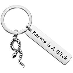 WSNANG Riverdale Inspired Gift Karma is A Bitch Keychain Southside Serpents Snake Charm Jewelry Riverdale TV Themed Gift