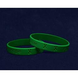 Fundraising For A Cause | Green Cerebral Palsy Awareness Bracelets – Green Ribbon Cerebral Palsy Awareness Silicone Bracelets for Adults