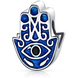Amulet Talisman Blue Hamsa Hand Evil Eye Spiritual Good Luck Charm Bead For Teen For Women 925 Sterling Silver Fits European Bracelet