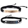 XUANPAI Custom Engraving Handmade Matching Couples Rope Braided ID Relationship Promise Bracelets Set Valentines Day Personalized Gift for Couples Lover