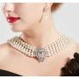 BABEYOND 1920s Gatsby Pearl Necklace Bridal Imitation Pearl Necklace Vintage Wedding Pearl Necklace Jewelry Set with Brooch