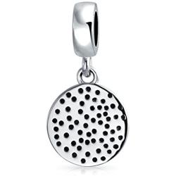 Round Disc Good Luck Celtic Knot Lucky Leaf Shamrock Irish Clover Dangle Bead Charm For Women Teen Oxidized .925 Sterling Silver Fits European Bracelet
