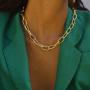 TseanYi Punk Chunky Chain Necklace Gold Paperclip Choker Necklace Oval Link Chain Collar Necklaces Jewelry for Women and Girls (Gold)