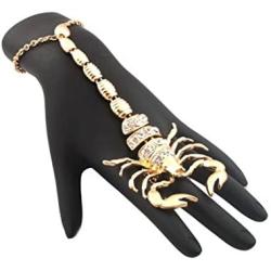 JOTW Goldtone Scorpion Adjustable Finger Ring Hand Chain Bracelet (F-264)