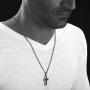 Unique GESTALT Midsize Titanium Cross Necklace with Black Carbon Fiber Inlay.