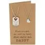 Quan Jewelry Father and Daughter Necklace Set, Dog Tag and Heart Charms Inspirational Gifts with Greeting Card Quan Jewelry Father and Daughter Necklace Set, Dog Tag and Heart Charms Inspirational Gifts with Greeting Card