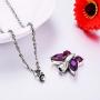 Dletay Cremation Jewelry for Ashes Crystal Butterfly Shape Stainless Steel Pendant Urn Necklace Keepsake for Women with Filling Kits