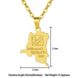 Fashion Gold Color Congo Map Pendant Necklace for Women Men Stainless Steel DRC Jewelry Gift