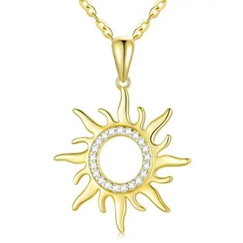 Blocaci 14K Yellow Gold Pendant Necklaces for Women Real Gold Moissanite Sun Necklaces Anniversary Valentines Day Blocaci 14K Yellow Gold Pendant Necklaces for Women Real Gold Moissanite Sun Necklaces Anniversary Valentines Day